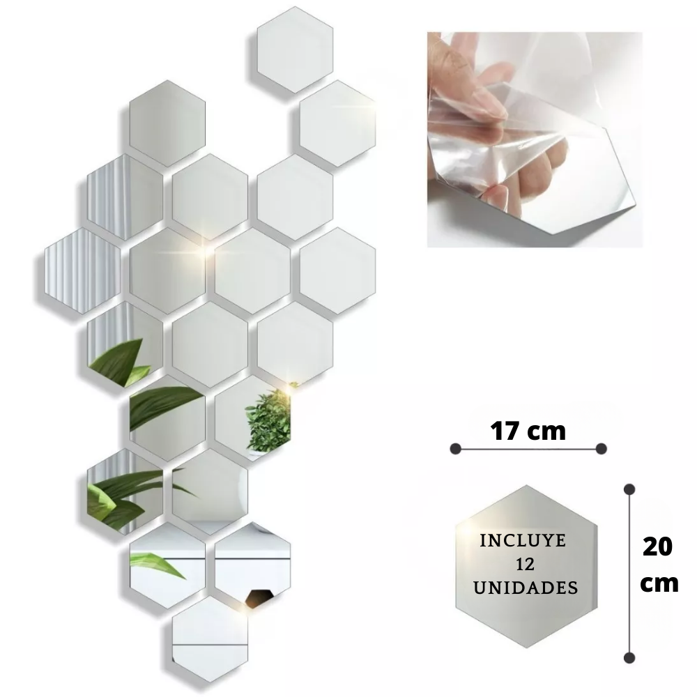 Espejo plegable hexagonal pack x12